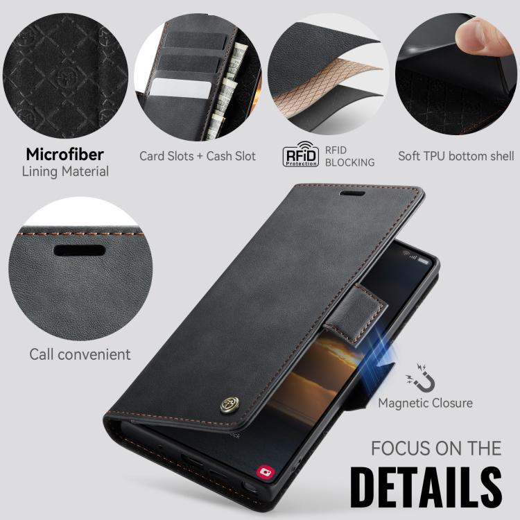 For Samsung Galaxy Note10+ CaseMe 033 Calf Leather Lining Microfibre RFID Blocking Phone Case