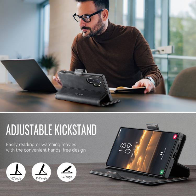 For Samsung Galaxy Note10+ CaseMe 033 Calf Leather Lining Microfibre RFID Blocking Phone Case