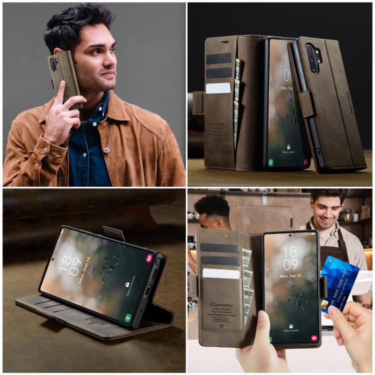For Samsung Galaxy Note10+ CaseMe 033 Calf Leather Lining Microfibre RFID Blocking Phone Case
