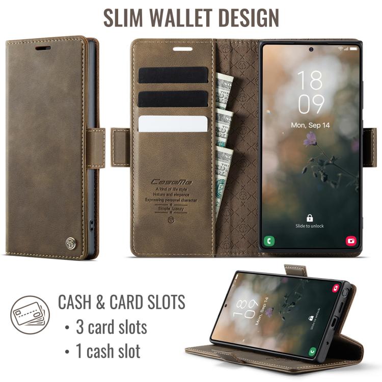 For Samsung Galaxy Note10+ CaseMe 033 Calf Leather Lining Microfibre RFID Blocking Phone Case