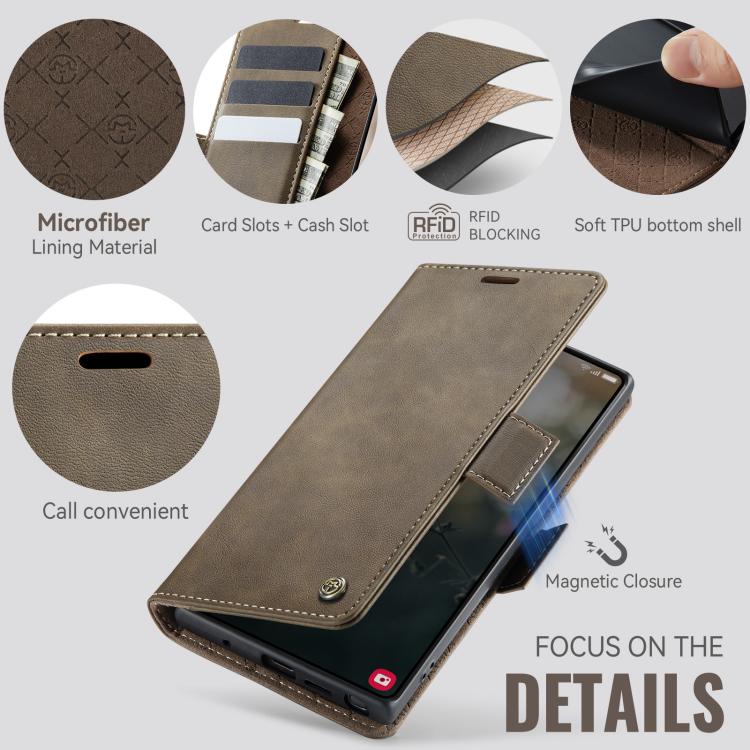 For Samsung Galaxy Note10+ CaseMe 033 Calf Leather Lining Microfibre RFID Blocking Phone Case