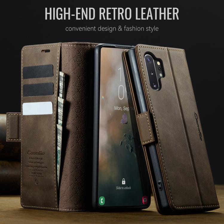 For Samsung Galaxy Note10+ CaseMe 033 Calf Leather Lining Microfibre RFID Blocking Phone Case