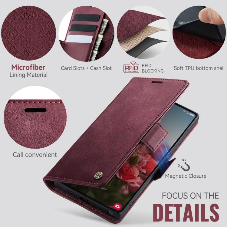 For Samsung Galaxy Note10+ CaseMe 033 Calf Leather Lining Microfibre RFID Blocking Phone Case