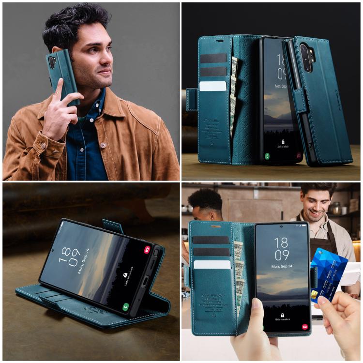 For Samsung Galaxy Note10+ CaseMe 033 Calf Leather Lining Microfibre RFID Blocking Phone Case