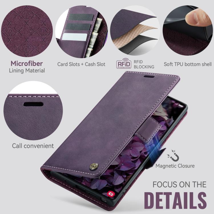 For Samsung Galaxy Note10+ CaseMe 033 Calf Leather Lining Microfibre RFID Blocking Phone Case