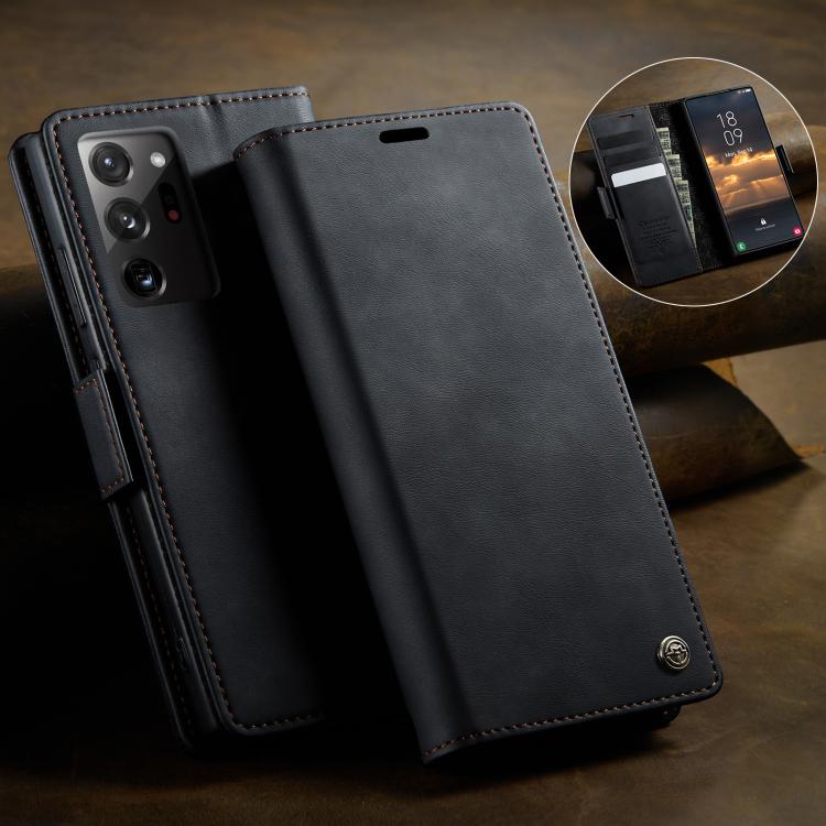 For Samsung Galaxy Note20 Ultra CaseMe 033 Calf Leather Lining Microfibre RFID Blocking Phone Case