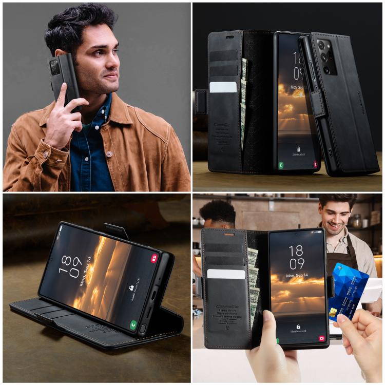 For Samsung Galaxy Note20 Ultra CaseMe 033 Calf Leather Lining Microfibre RFID Blocking Phone Case