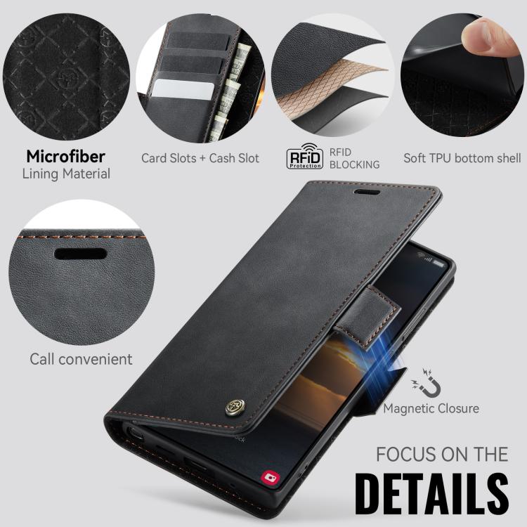 For Samsung Galaxy Note20 Ultra CaseMe 033 Calf Leather Lining Microfibre RFID Blocking Phone Case