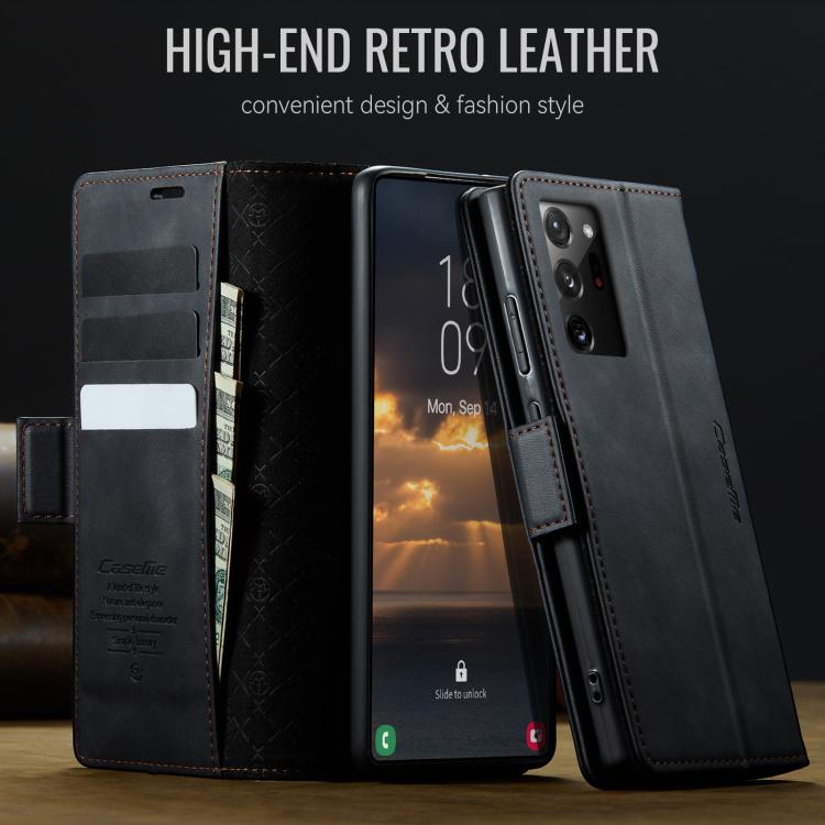 For Samsung Galaxy Note20 Ultra CaseMe 033 Calf Leather Lining Microfibre RFID Blocking Phone Case