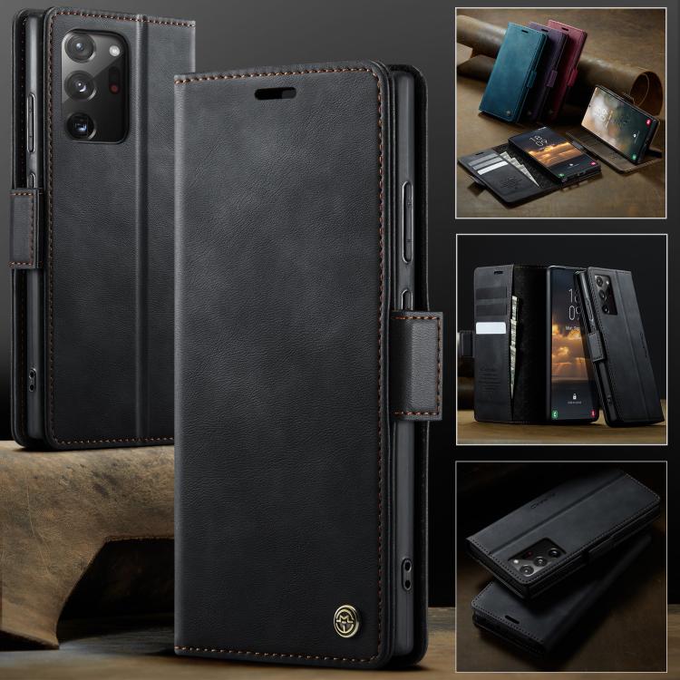 For Samsung Galaxy Note20 Ultra CaseMe 033 Calf Leather Lining Microfibre RFID Blocking Phone Case