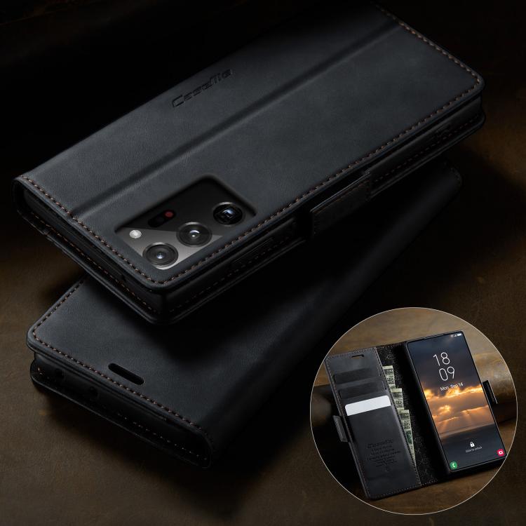 For Samsung Galaxy Note20 Ultra CaseMe 033 Calf Leather Lining Microfibre RFID Blocking Phone Case