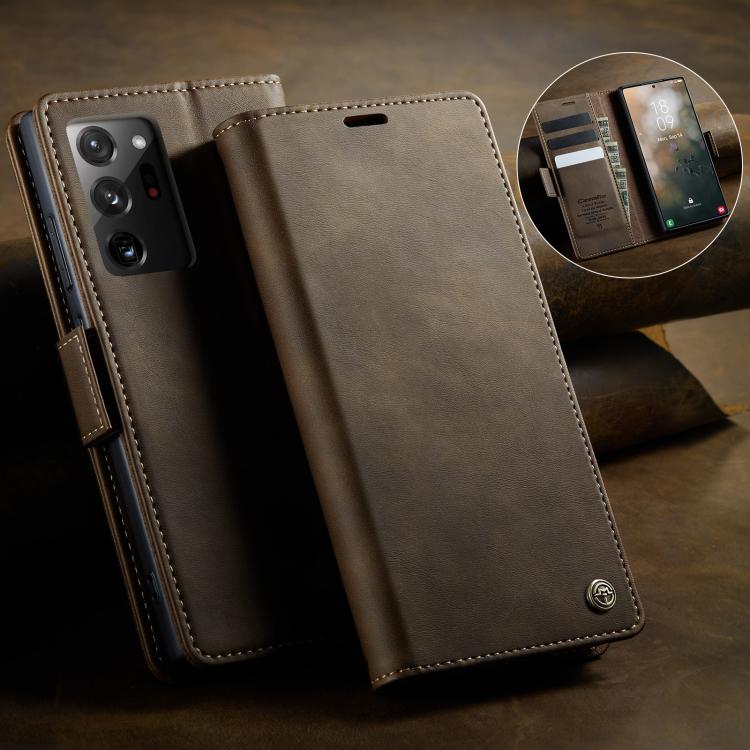 For Samsung Galaxy Note20 Ultra CaseMe 033 Calf Leather Lining Microfibre RFID Blocking Phone Case