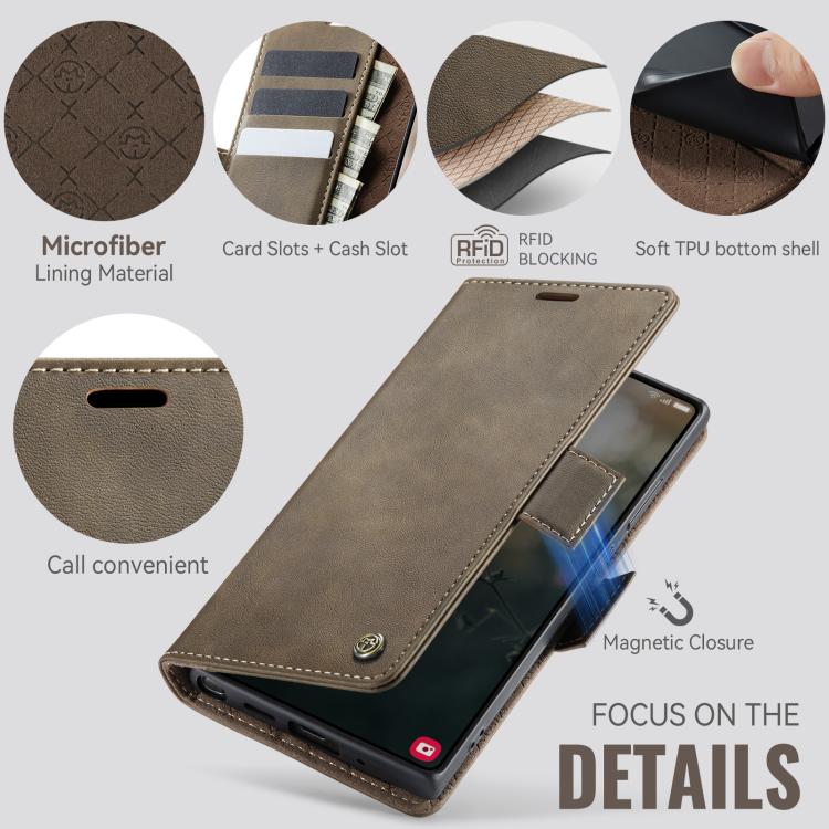 For Samsung Galaxy Note20 Ultra CaseMe 033 Calf Leather Lining Microfibre RFID Blocking Phone Case
