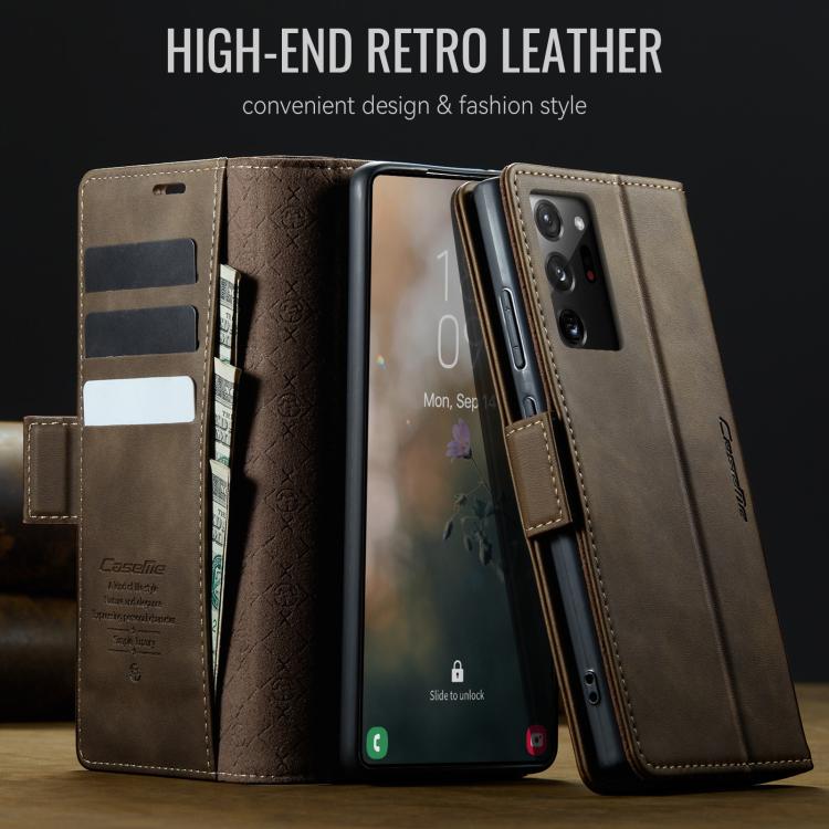 For Samsung Galaxy Note20 Ultra CaseMe 033 Calf Leather Lining Microfibre RFID Blocking Phone Case