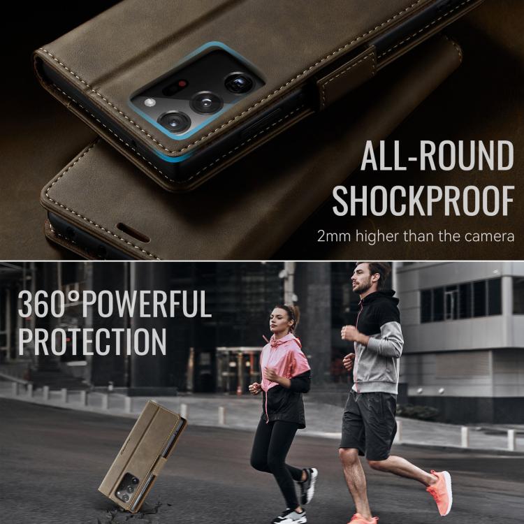 For Samsung Galaxy Note20 Ultra CaseMe 033 Calf Leather Lining Microfibre RFID Blocking Phone Case