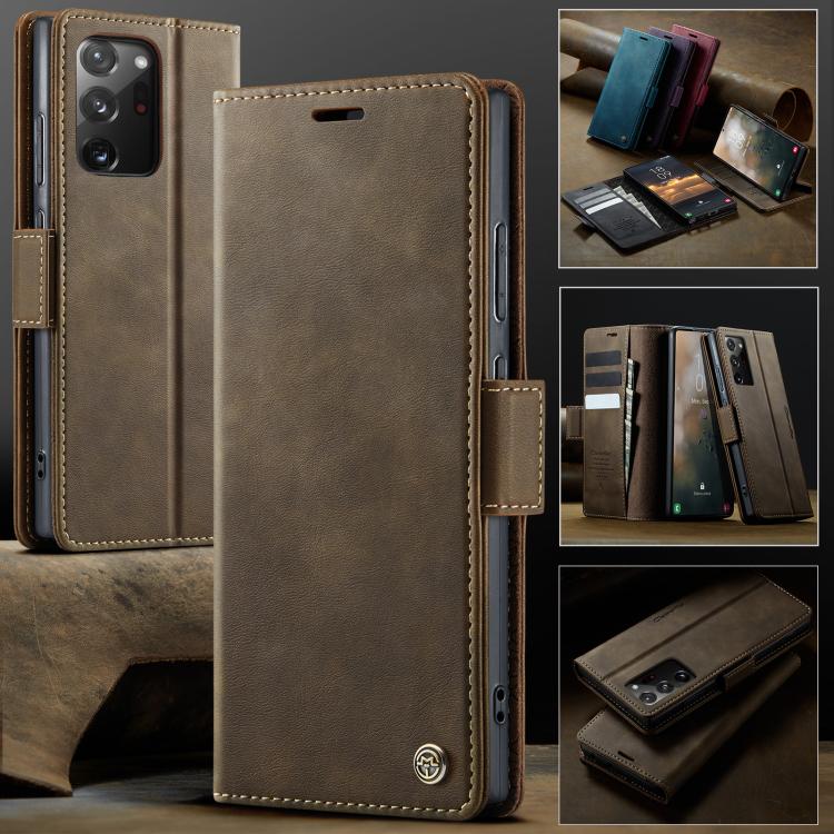 For Samsung Galaxy Note20 Ultra CaseMe 033 Calf Leather Lining Microfibre RFID Blocking Phone Case