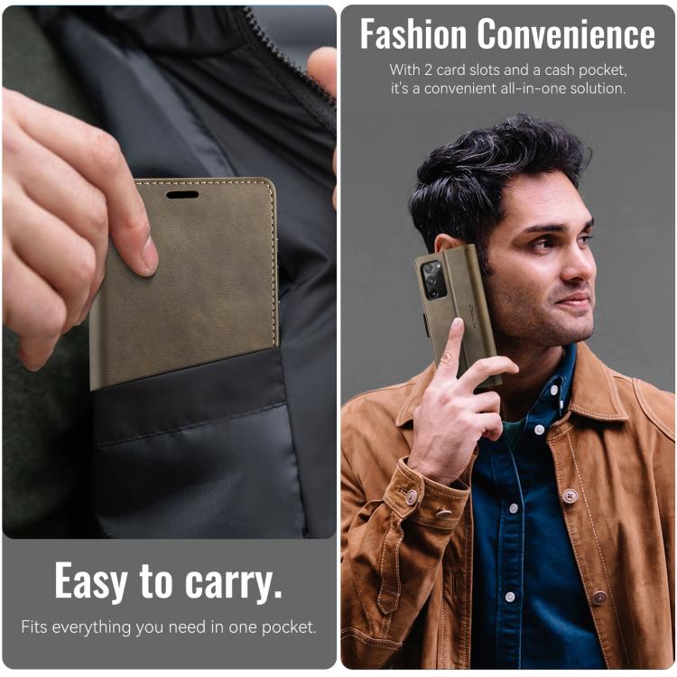 For Samsung Galaxy Note20 Ultra CaseMe 033 Calf Leather Lining Microfibre RFID Blocking Phone Case