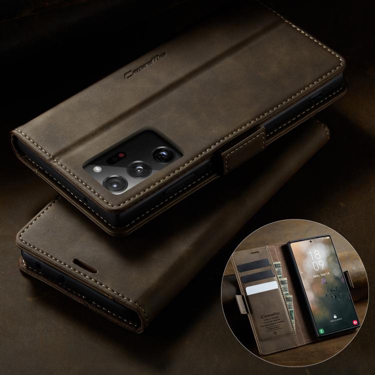 For Samsung Galaxy Note20 Ultra CaseMe 033 Calf Leather Lining Microfibre RFID Blocking Phone Case