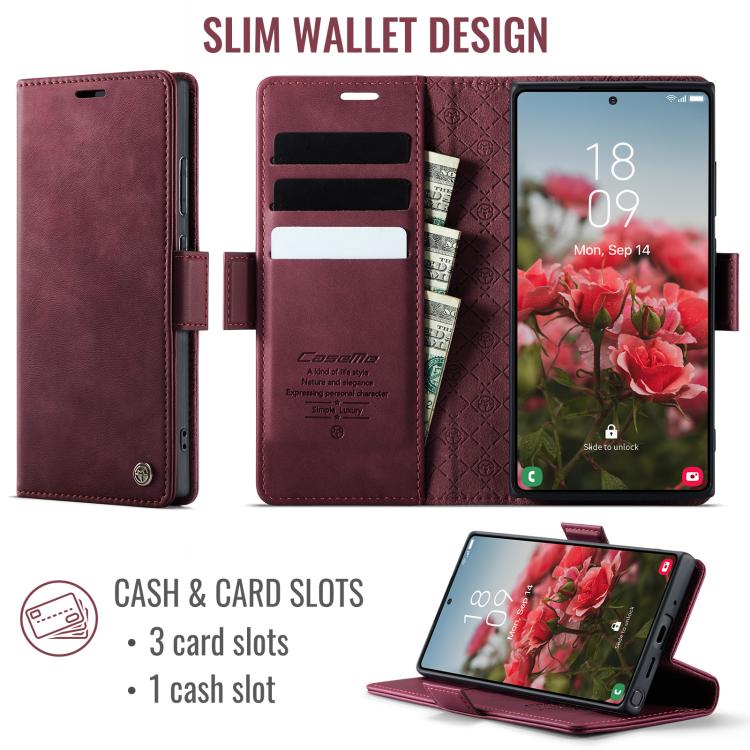 For Samsung Galaxy Note20 Ultra CaseMe 033 Calf Leather Lining Microfibre RFID Blocking Phone Case