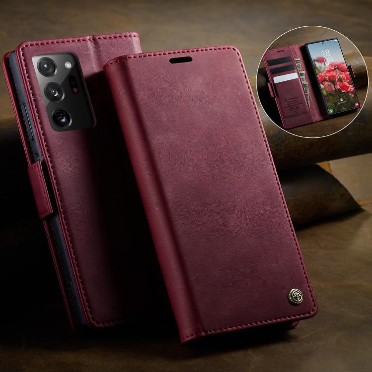 For Samsung Galaxy Note20 Ultra CaseMe 033 Calf Leather Lining Microfibre RFID Blocking Phone Case