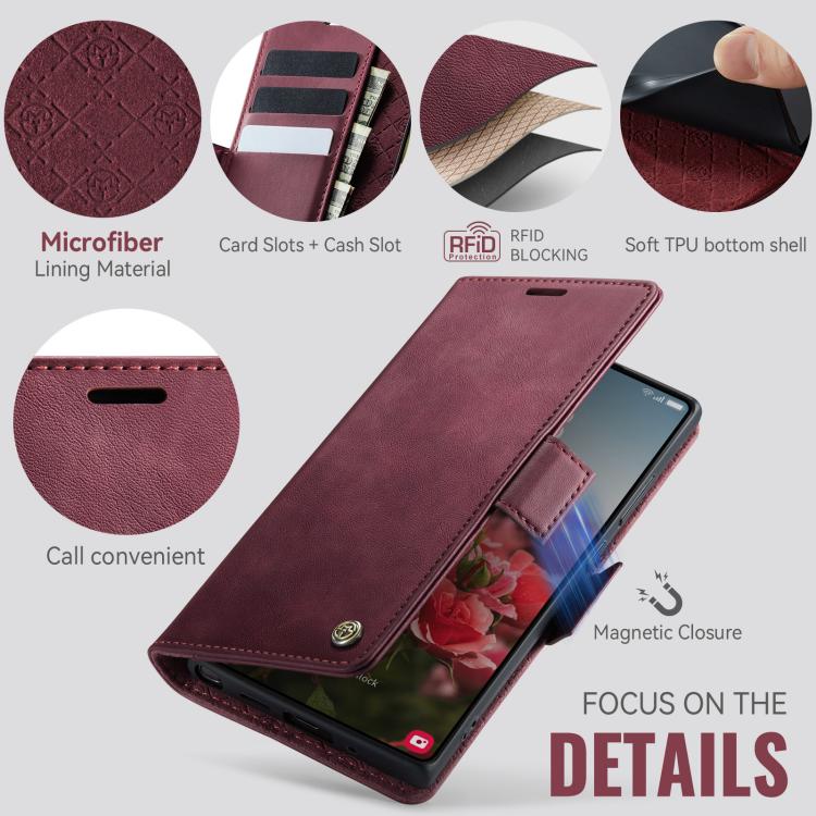 For Samsung Galaxy Note20 Ultra CaseMe 033 Calf Leather Lining Microfibre RFID Blocking Phone Case