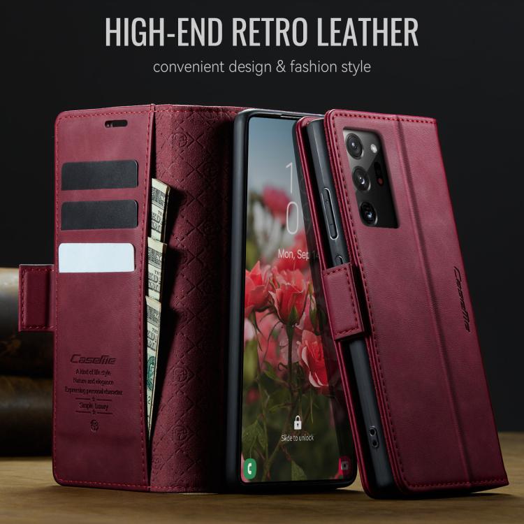 For Samsung Galaxy Note20 Ultra CaseMe 033 Calf Leather Lining Microfibre RFID Blocking Phone Case