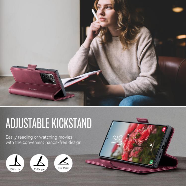 For Samsung Galaxy Note20 Ultra CaseMe 033 Calf Leather Lining Microfibre RFID Blocking Phone Case