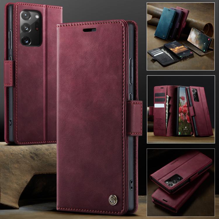 For Samsung Galaxy Note20 Ultra CaseMe 033 Calf Leather Lining Microfibre RFID Blocking Phone Case