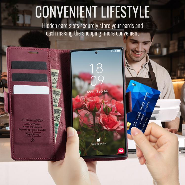 For Samsung Galaxy Note20 Ultra CaseMe 033 Calf Leather Lining Microfibre RFID Blocking Phone Case