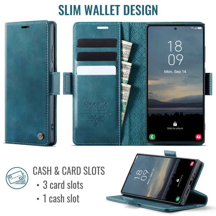 For Samsung Galaxy Note20 Ultra CaseMe 033 Calf Leather Lining Microfibre RFID Blocking Phone Case
