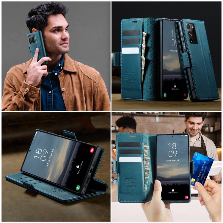 For Samsung Galaxy Note20 Ultra CaseMe 033 Calf Leather Lining Microfibre RFID Blocking Phone Case