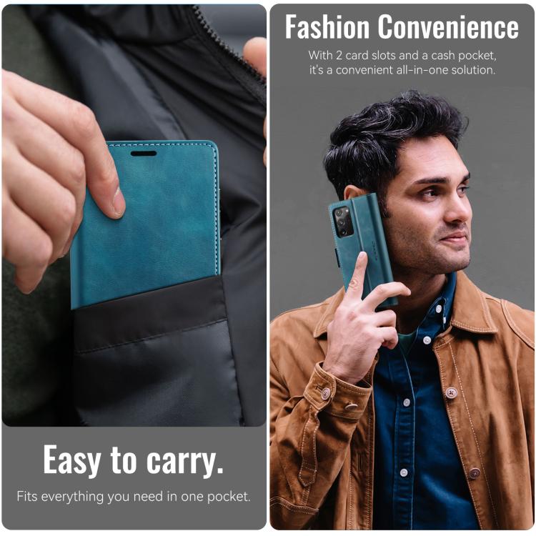 For Samsung Galaxy Note20 Ultra CaseMe 033 Calf Leather Lining Microfibre RFID Blocking Phone Case