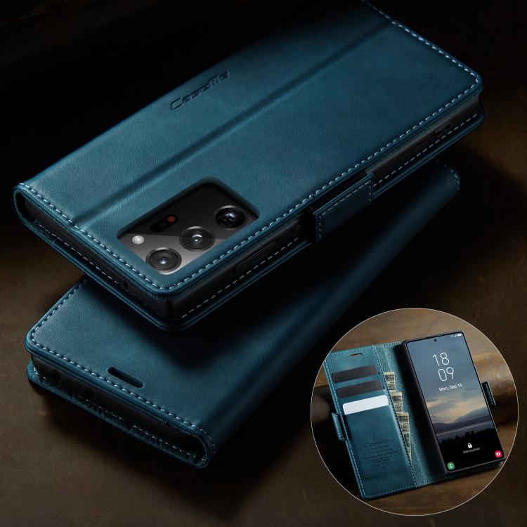 For Samsung Galaxy Note20 Ultra CaseMe 033 Calf Leather Lining Microfibre RFID Blocking Phone Case