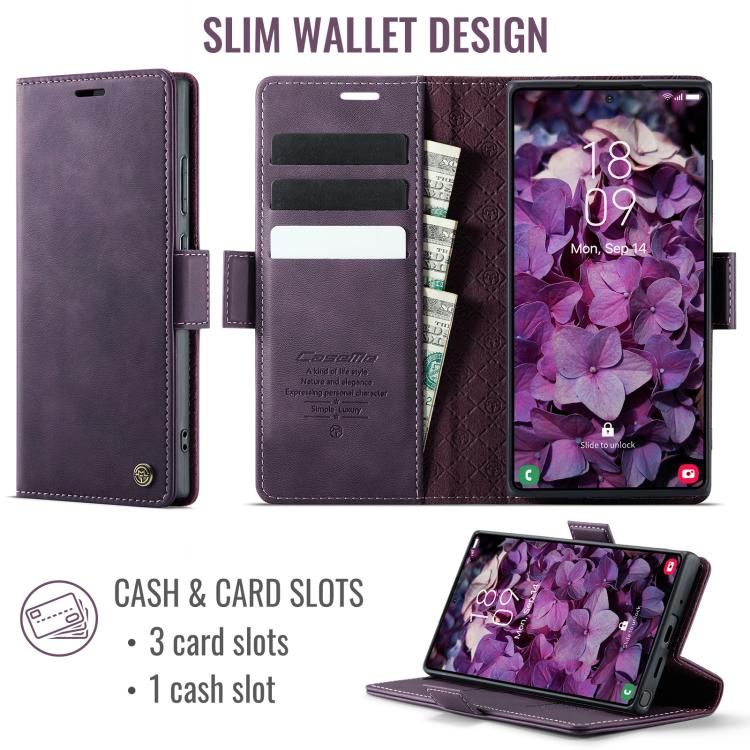For Samsung Galaxy Note20 Ultra CaseMe 033 Calf Leather Lining Microfibre RFID Blocking Phone Case
