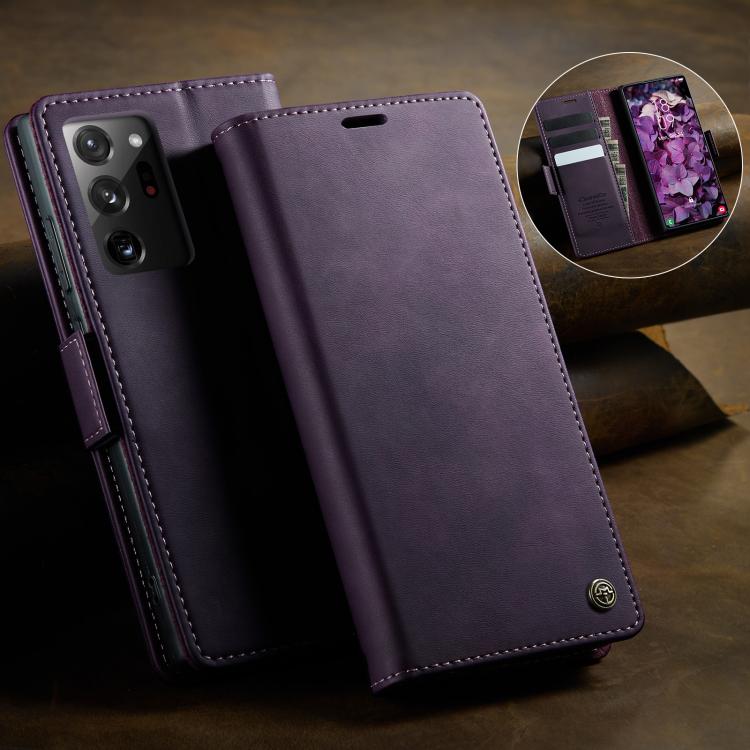 For Samsung Galaxy Note20 Ultra CaseMe 033 Calf Leather Lining Microfibre RFID Blocking Phone Case