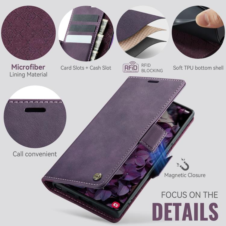 For Samsung Galaxy Note20 Ultra CaseMe 033 Calf Leather Lining Microfibre RFID Blocking Phone Case