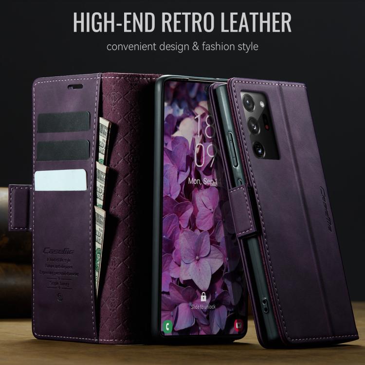 For Samsung Galaxy Note20 Ultra CaseMe 033 Calf Leather Lining Microfibre RFID Blocking Phone Case