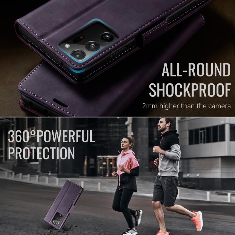 For Samsung Galaxy Note20 Ultra CaseMe 033 Calf Leather Lining Microfibre RFID Blocking Phone Case