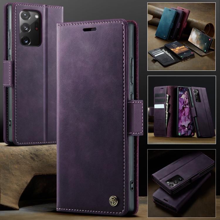 For Samsung Galaxy Note20 Ultra CaseMe 033 Calf Leather Lining Microfibre RFID Blocking Phone Case