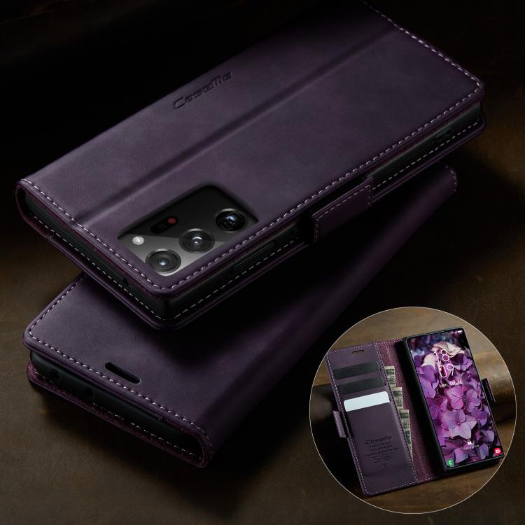 For Samsung Galaxy Note20 Ultra CaseMe 033 Calf Leather Lining Microfibre RFID Blocking Phone Case
