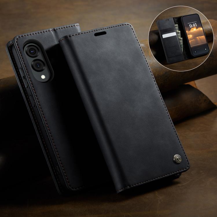 For Samsung Galaxy S25 Edge CaseMe 033 Calf Leather Lining Microfibre RFID Blocking Phone Case