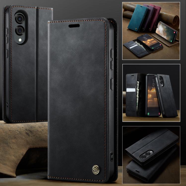 For Samsung Galaxy S25 Edge CaseMe 033 Calf Leather Lining Microfibre RFID Blocking Phone Case
