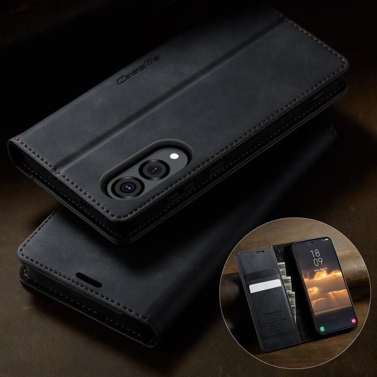 For Samsung Galaxy S25 Edge CaseMe 033 Calf Leather Lining Microfibre RFID Blocking Phone Case