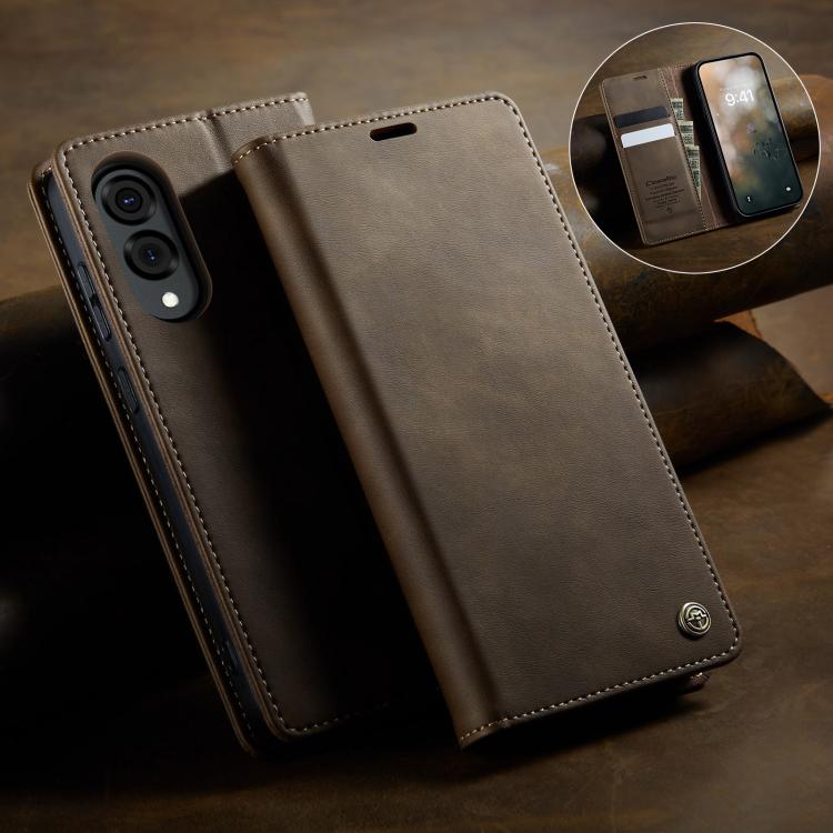 For Samsung Galaxy S25 Edge CaseMe 033 Calf Leather Lining Microfibre RFID Blocking Phone Case