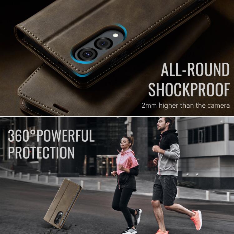 For Samsung Galaxy S25 Edge CaseMe 033 Calf Leather Lining Microfibre RFID Blocking Phone Case