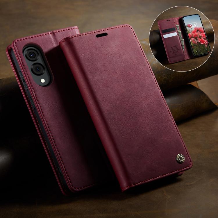 For Samsung Galaxy S25 Edge CaseMe 033 Calf Leather Lining Microfibre RFID Blocking Phone Case
