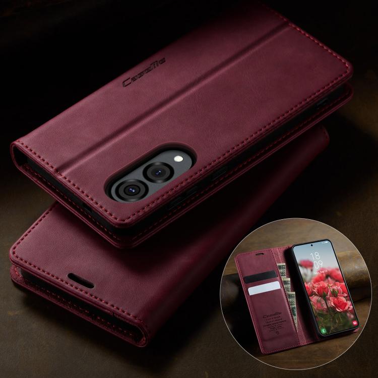For Samsung Galaxy S25 Edge CaseMe 033 Calf Leather Lining Microfibre RFID Blocking Phone Case