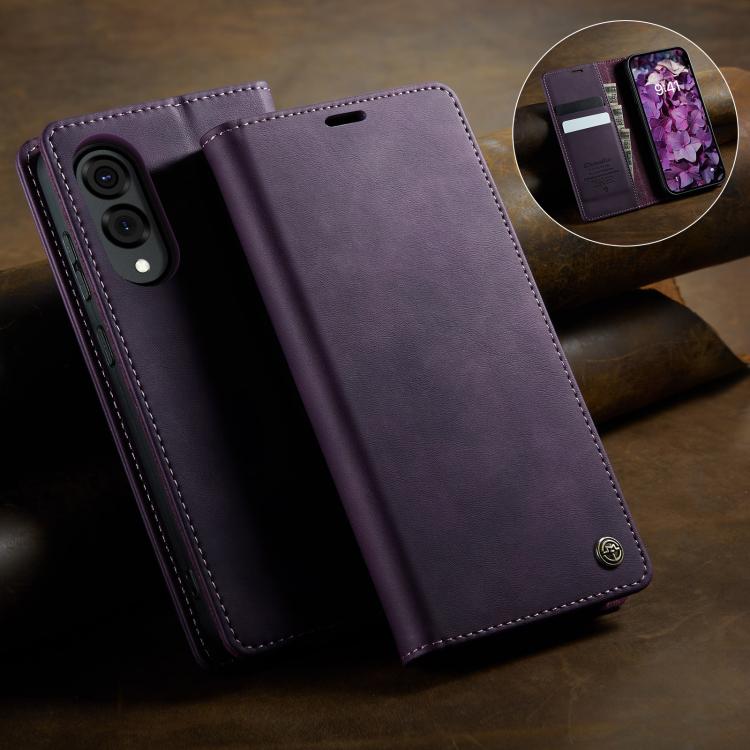 For Samsung Galaxy S25 Edge CaseMe 033 Calf Leather Lining Microfibre RFID Blocking Phone Case