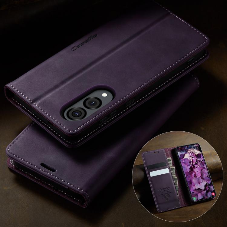 For Samsung Galaxy S25 Edge CaseMe 033 Calf Leather Lining Microfibre RFID Blocking Phone Case