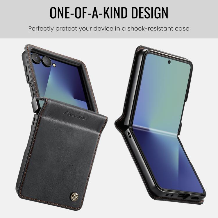 For Samsung Galaxy Z Filp7 5G CaseMe 033 Calf Leather Lining Microfibre RFID Blocking Phone Case